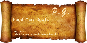 Pogács Gyula névjegykártya